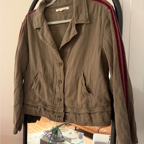 XiRENA Khaki Jacket with Burgundy Stripes - Picture 7 of 7